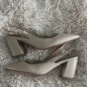 Marc Fisher Taupe Slingback Block Heels